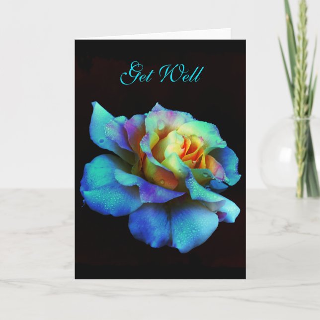 Brunnen-Turquoise-Regenbogen-Rose Karte (Vorderseite)