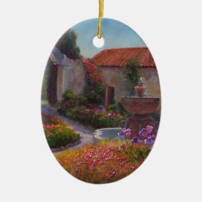 Brunnen und Garten an Carmel Auftrag Keramikornament (Vorne)