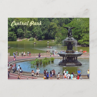 Brunnen und See im Central Park, New York City Postkarte