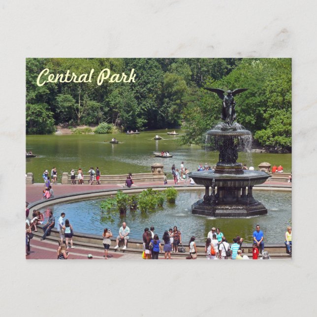 Brunnen und See im Central Park, New York City Postkarte (Vorderseite)