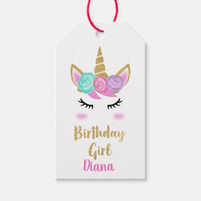 Brunnengeburt mit Einhorn Geschenkanhänger (Vorderseite)