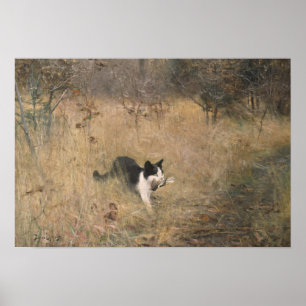 Bruno Liljefors - Vogeljagd bei Katzen Poster