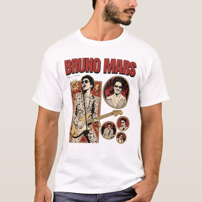 Bruno Mars Romantic Tour 2026 Retro Pop T-Shirt (Vorderseite)