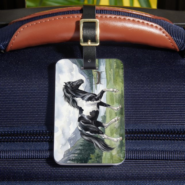 Brunskjottur Black pinto Icelandic Gepäckanhänger (Vorderseite Insitu 2)