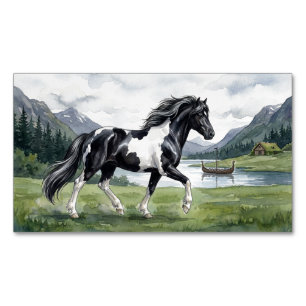 Brunskjottur Schwarzer Pinto Isländer Magnetische Visitenkarte