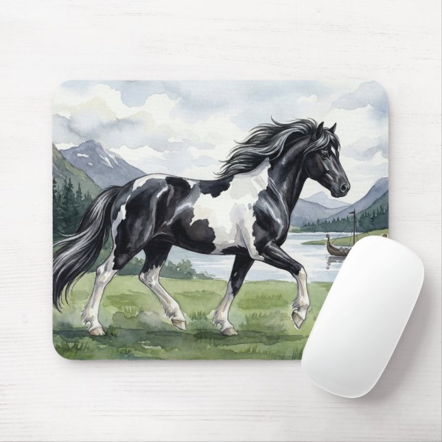Brunskjottur Schwarzer Pinto Isländer Mousepad (Mit Mouse)
