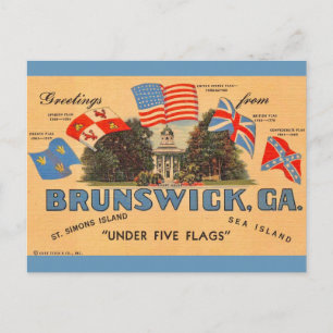 Brunswick Georgia Old Flags Postcard Postkarte