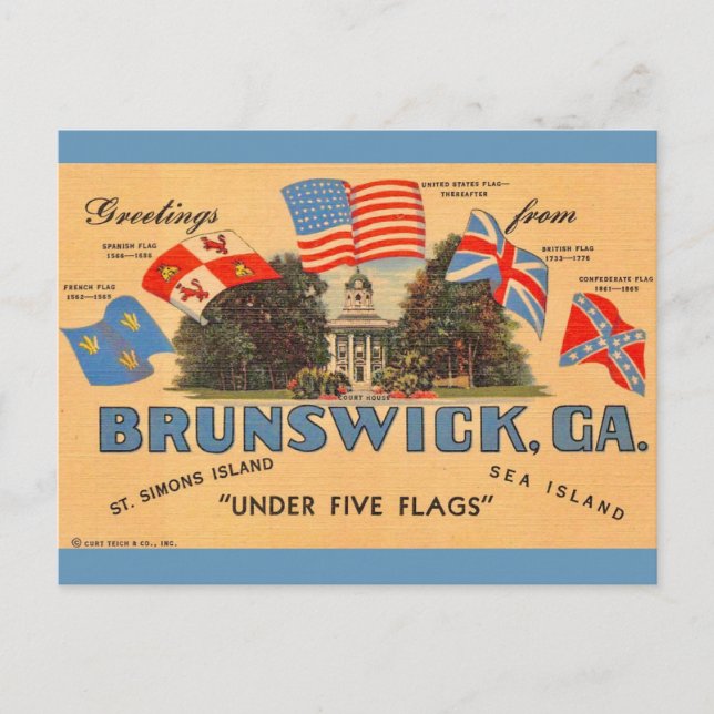 Brunswick Georgia Old Flags Postcard Postkarte (Vorderseite)