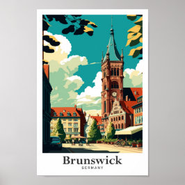 Brunswick Germany Vintage Travel Portrait Poster