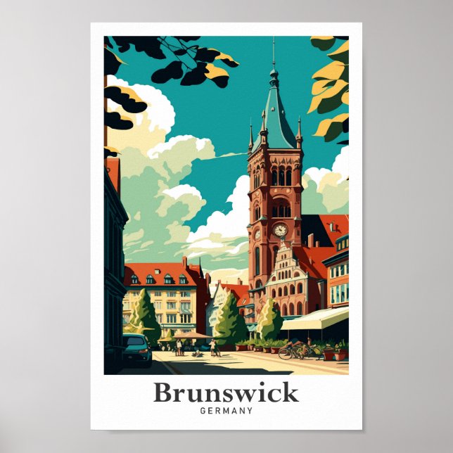Brunswick Germany Vintage Travel Portrait Poster (Vorne)