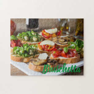 Bruschetta Antipasti mit Bohnen und Arugula, Puzzle