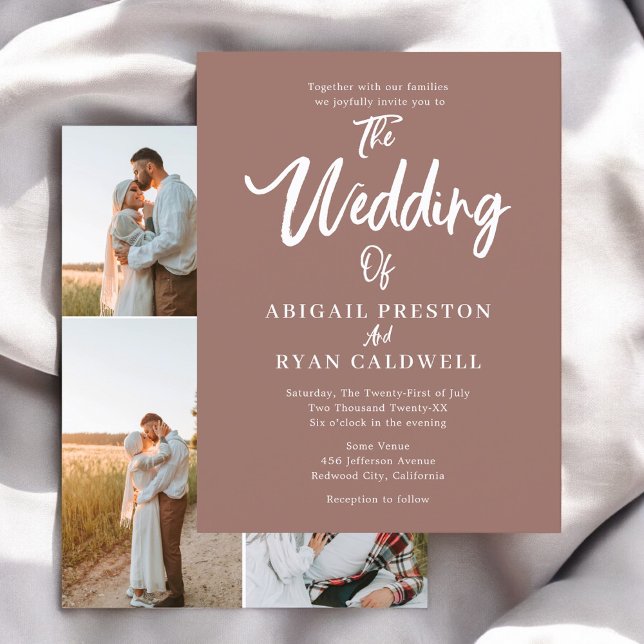 Brush Calligraphy Budget Wedding Postkarte (Von Creator hochgeladen)