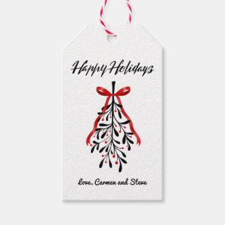 Brush Calligraphy Happy Holidays  Gift Tags Geschenkanhänger