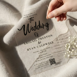 Brush Calligraphy QR Code Wedding Acryleinladungen