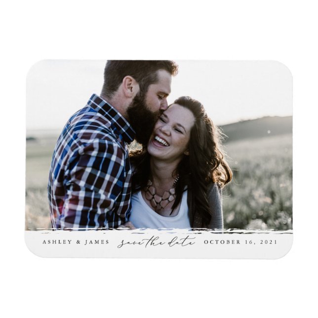 Brush Edge Save the Date Magnet (Horizontal)