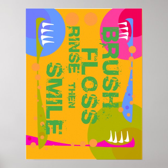 Brush Floss Rinse, dann SMILE! Poster (Vorne)