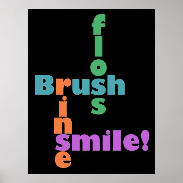 Brush Floss Rinse, dann SMILE! Poster (Vorne)