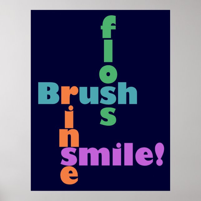 Brush Floss Rinse, dann SMILE! Poster (Vorne)