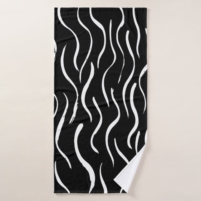 Brush grunge pattern. White and black.abstract,art Badehandtuch (Badehandtuch)