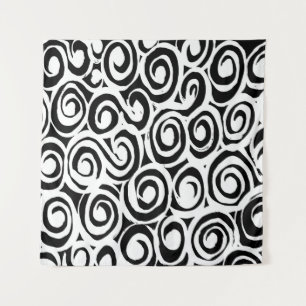 Brush grunge pattern. White and black vintage. abs Wandteppich