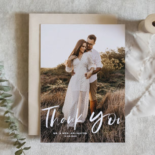 Brush Hand Lettering Vertikale Hochzeit Vielen Dan Postkarte