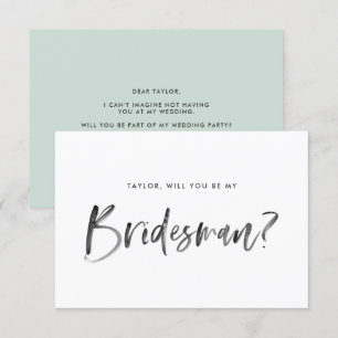 Brush Letter Mint wirst du mein Bridesman sein Einladung