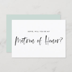 Brush Lettering Mint Be My Matron of Ehre Einladung