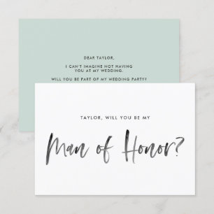 Brush Lettering Mint wirst du mein Ehrenmann sein Einladung