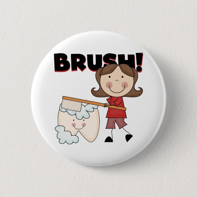 BRUSH - Mädchen mit Zahnstocher und Geschenke Button (Vorderseite)