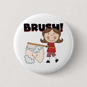 BRUSH - Mädchen mit Zahnstocher und Geschenke Button