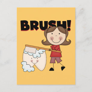 BRUSH - Mädchen mit Zahnstocher und Geschenke Postkarte