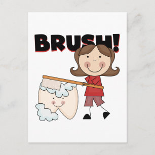 BRUSH - Mädchen mit Zahnstocher und Geschenke Postkarte