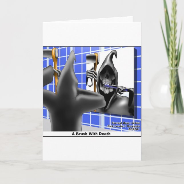 Brush mit todlustigen Halloween Cartoon Geschenke Karte (Vorderseite)