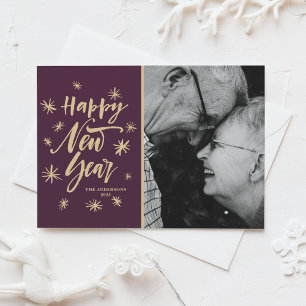 Brush Modern Calligraphy Happy New Year Foto Feiertagskarte