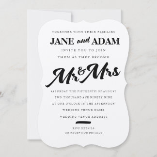 Brush Mr. & Mrs. Typografy Wedding Einladung