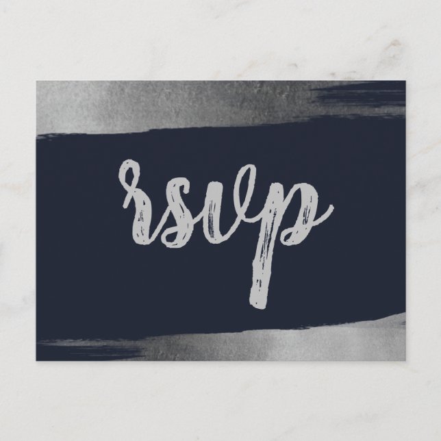 Brush Rustic Navy Silver Simple Modern UAWG Einladungspostkarte (Vorderseite)