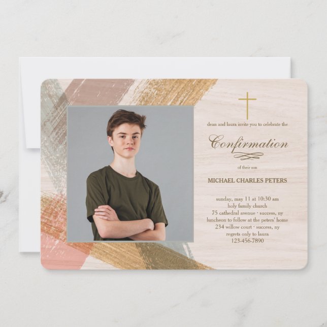 Brush Schlaganfälle Foto Bestätigung Einladung (Vorderseite)