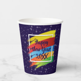 Brush Schlaganfälle Happy New Year 20xx Party Pappbecher