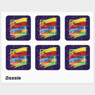 Brush Schlaganfälle Happy New Year 20xx Party Quadratischer Aufkleber