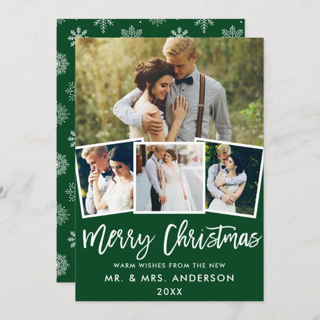 Brush Script 4 Foto Hochzeit Weihnachtskarte GS Einladung (Vorne/Hinten)