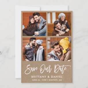 Brush Script 4 Foto Rett unserer Date Kraft Card Save The Date