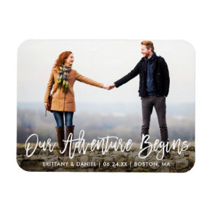 Brush Script Adventure Save the Date Foto Magnet