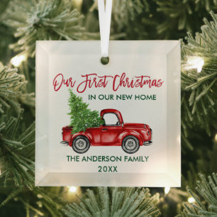 Brush Script Erste Weihnachtsfeier New Zuhause Tru Ornament Aus Glas