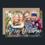 Brush Script Foto Mercury Christmas Card Kraft Einladung<br><div class="desc">Modern Brush Script Frohe Weihnachts-Fotokarte - Kraft Back</div>