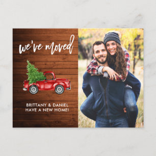 Brush Script Foto Rustikale Adresse ändern Red Tru Postkarte