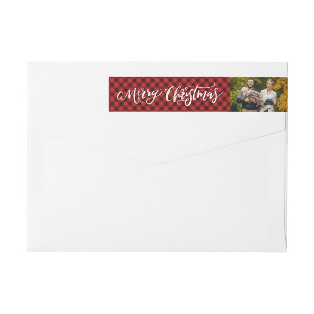 Brush Script Frohe Weihnachten | KARIERTES FOTO (Rückseite)