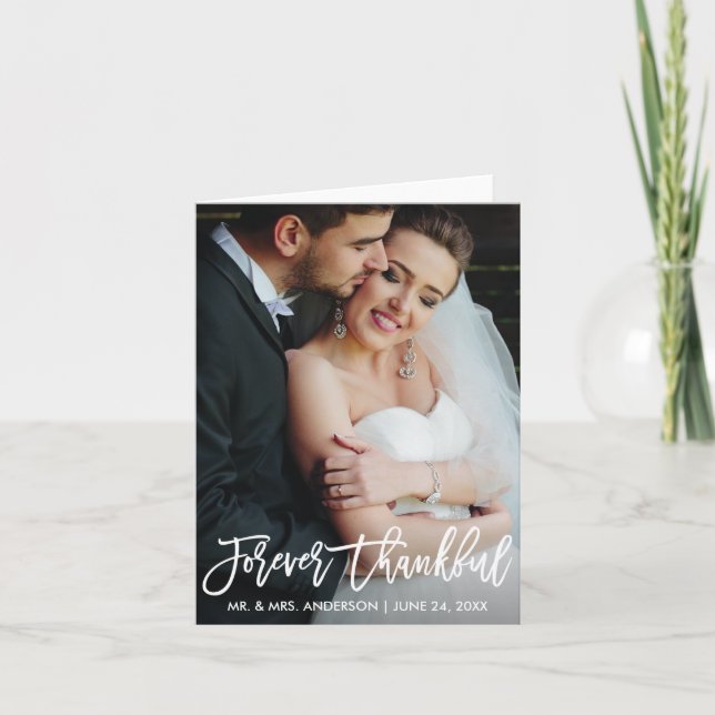 Brush Script für immer Ein dankbares Hochzeitstil Dankeskarte (Vorderseite)