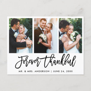 Brush-Script für immer Glückliche Hochzeit 3 Foto Postkarte