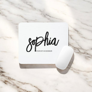 Brush Script Girly White Mousepad
