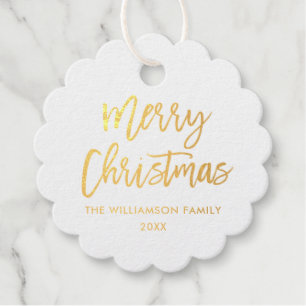Brush Script Gold Foil Frohe Weihnachten Geschenkanhänger